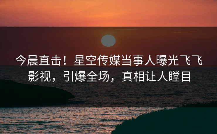 今晨直击！星空传媒当事人曝光飞飞影视，引爆全场，真相让人瞠目