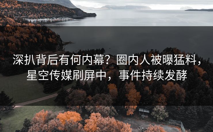 深扒背后有何内幕？圈内人被曝猛料，星空传媒刷屏中，事件持续发酵