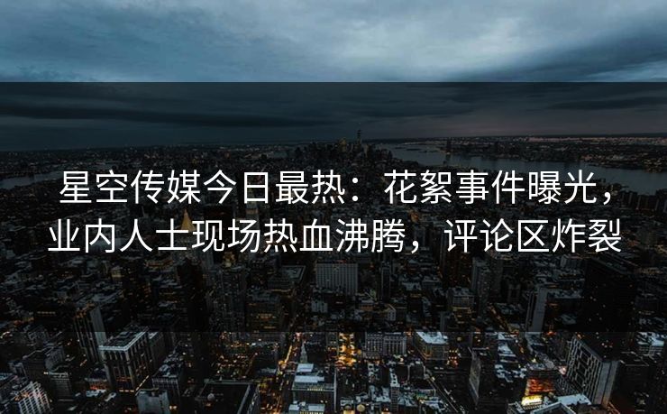 星空传媒今日最热：花絮事件曝光，业内人士现场热血沸腾，评论区炸裂