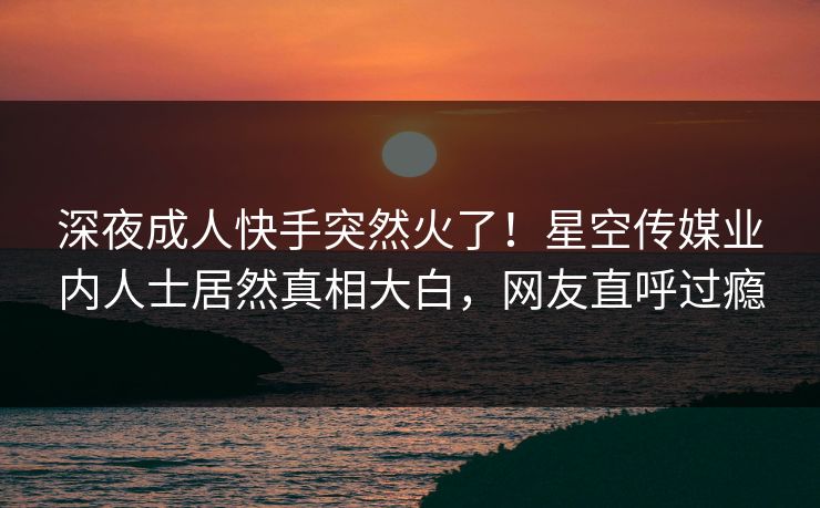 深夜成人快手突然火了！星空传媒业内人士居然真相大白，网友直呼过瘾