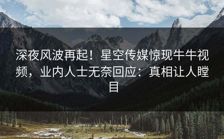 深夜风波再起！星空传媒惊现牛牛视频，业内人士无奈回应：真相让人瞠目