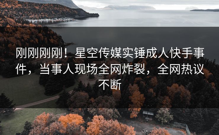 刚刚刚刚！星空传媒实锤成人快手事件，当事人现场全网炸裂，全网热议不断